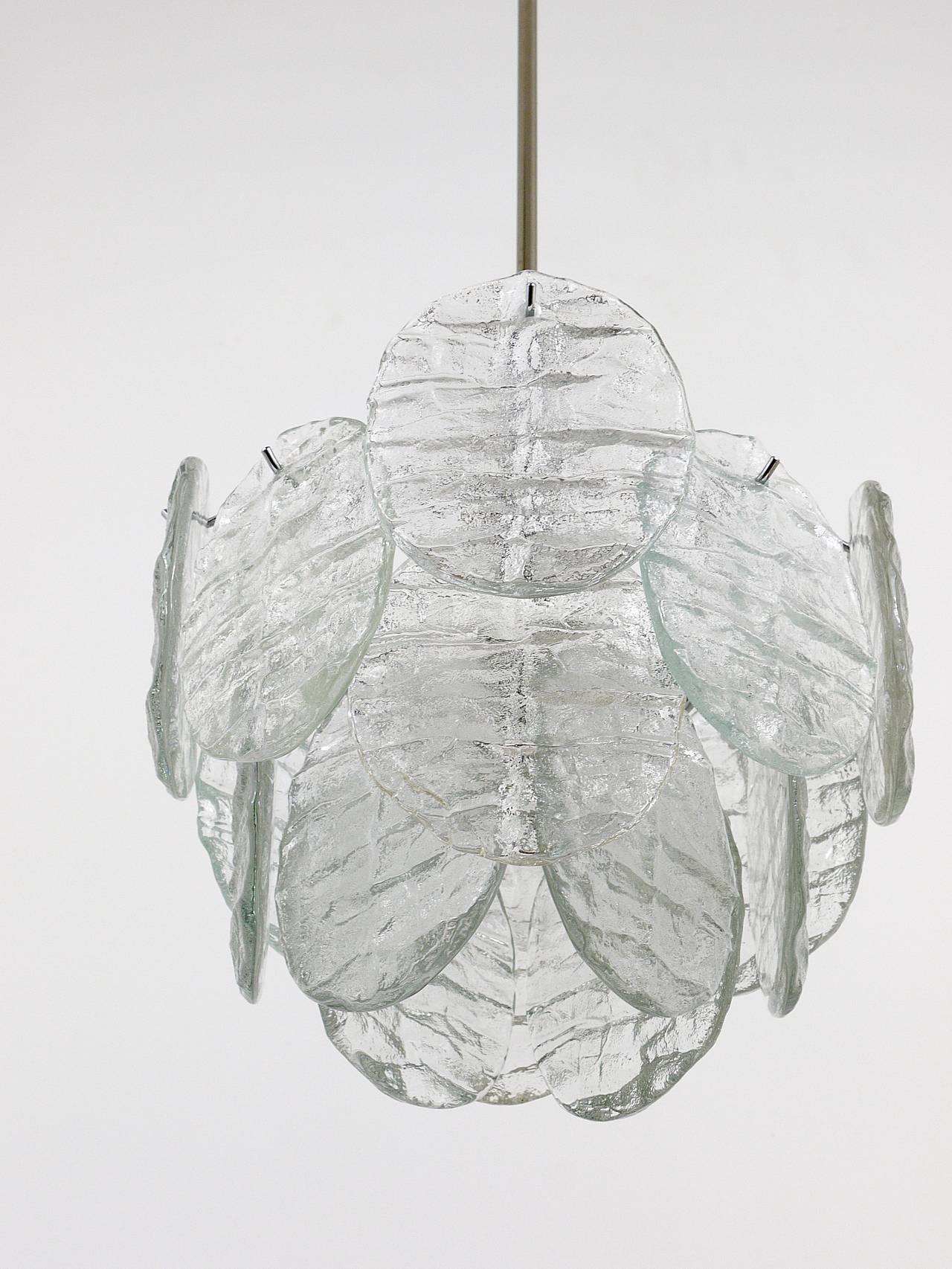 J.T. Kalmar Vienna Lustre Mid-Century in Glazed Glass, Austria, 1960s