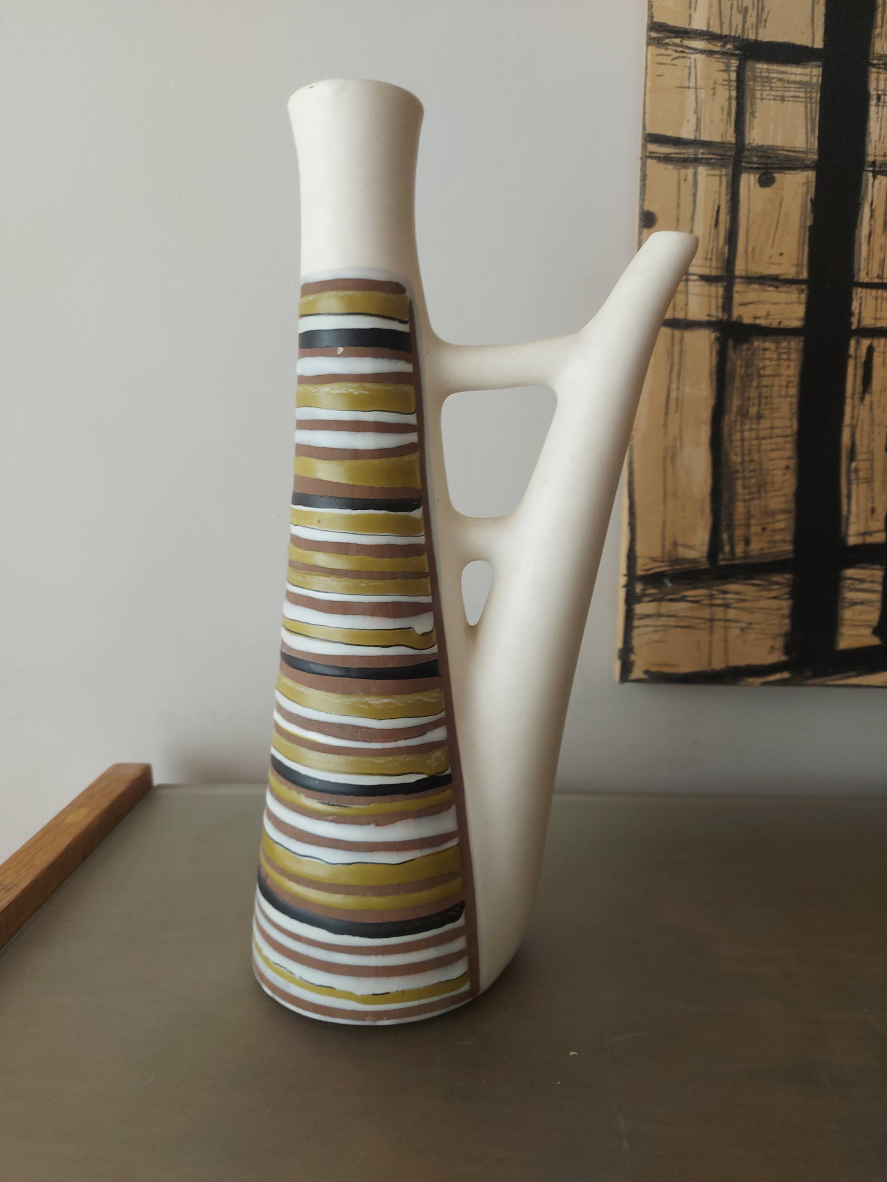 Ceramic pitcher " rum " roger capron , vallauris