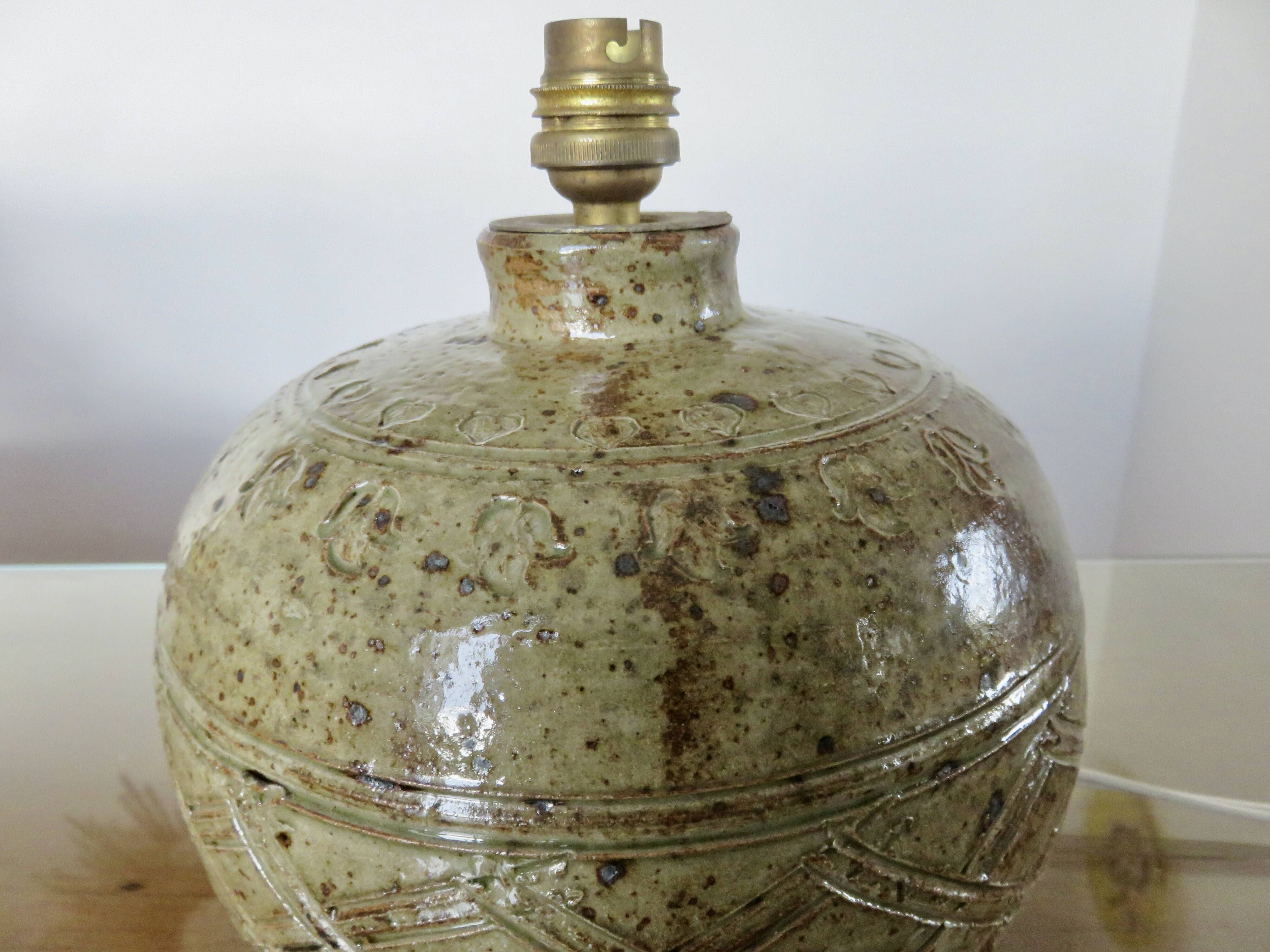 Stoneware lamp signed, around 1960