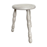 Tabouret tripode blanc patiné