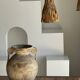 Suspension or lampshade in natural organic teak, tubular, H30 D22.