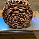 Dame-jeanne en verre 10L et panier en osier, ancienne