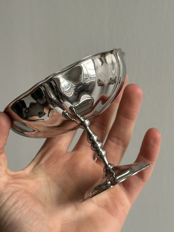 6 très grandes coupelles sur pied inox style Letang Remy