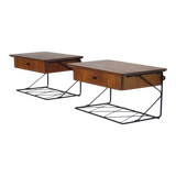 Pair of hanging teak bedside tables, 1960s