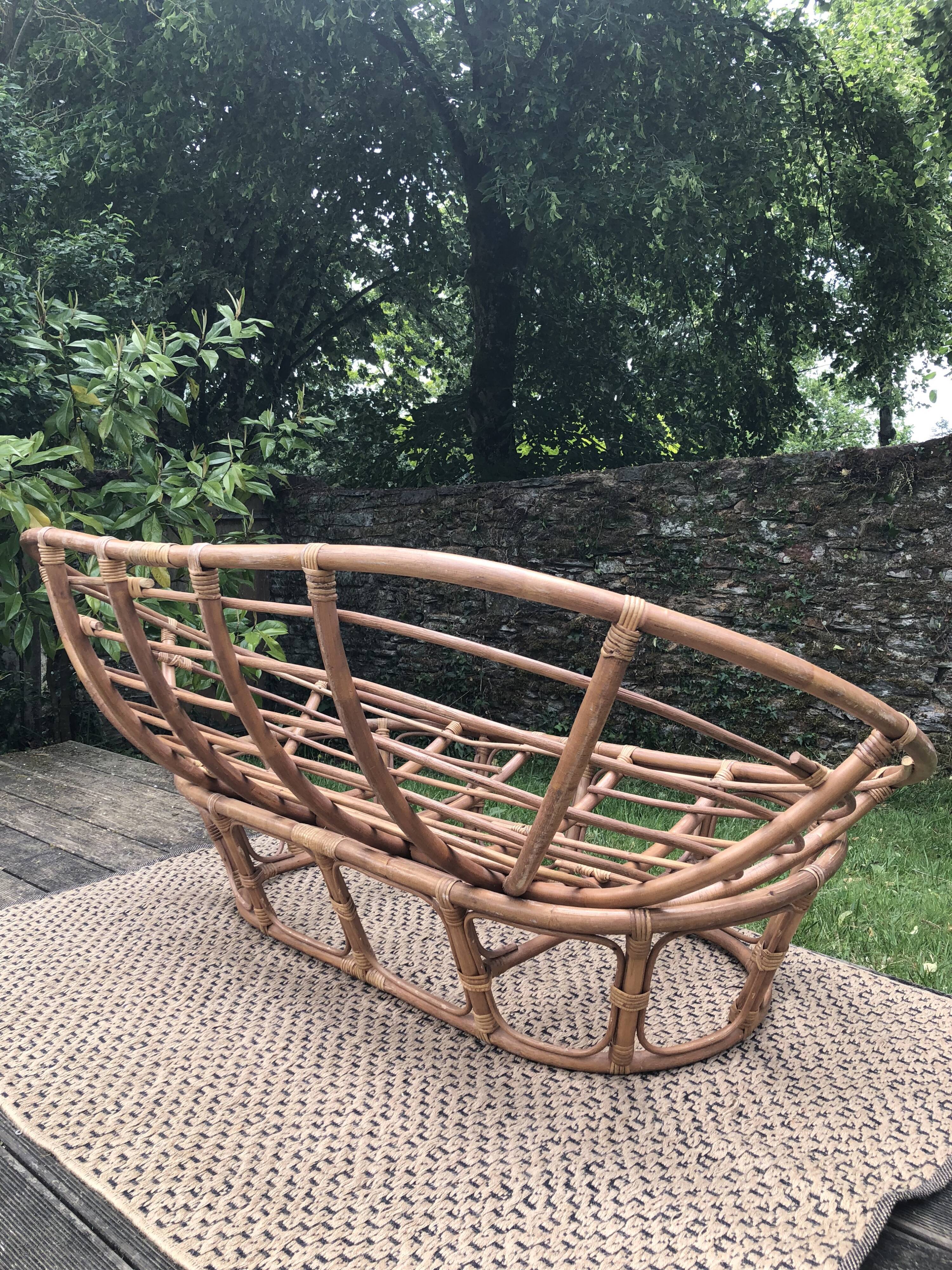Vintage rattan bench