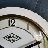 Vintage formica clock round silent wall clock "White Lutetia"