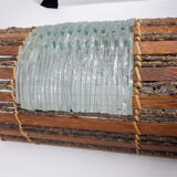 Pair of wooden and glass slats sconces
