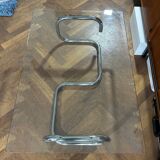 1970s design coffee table in rectangular glass with chrome legs