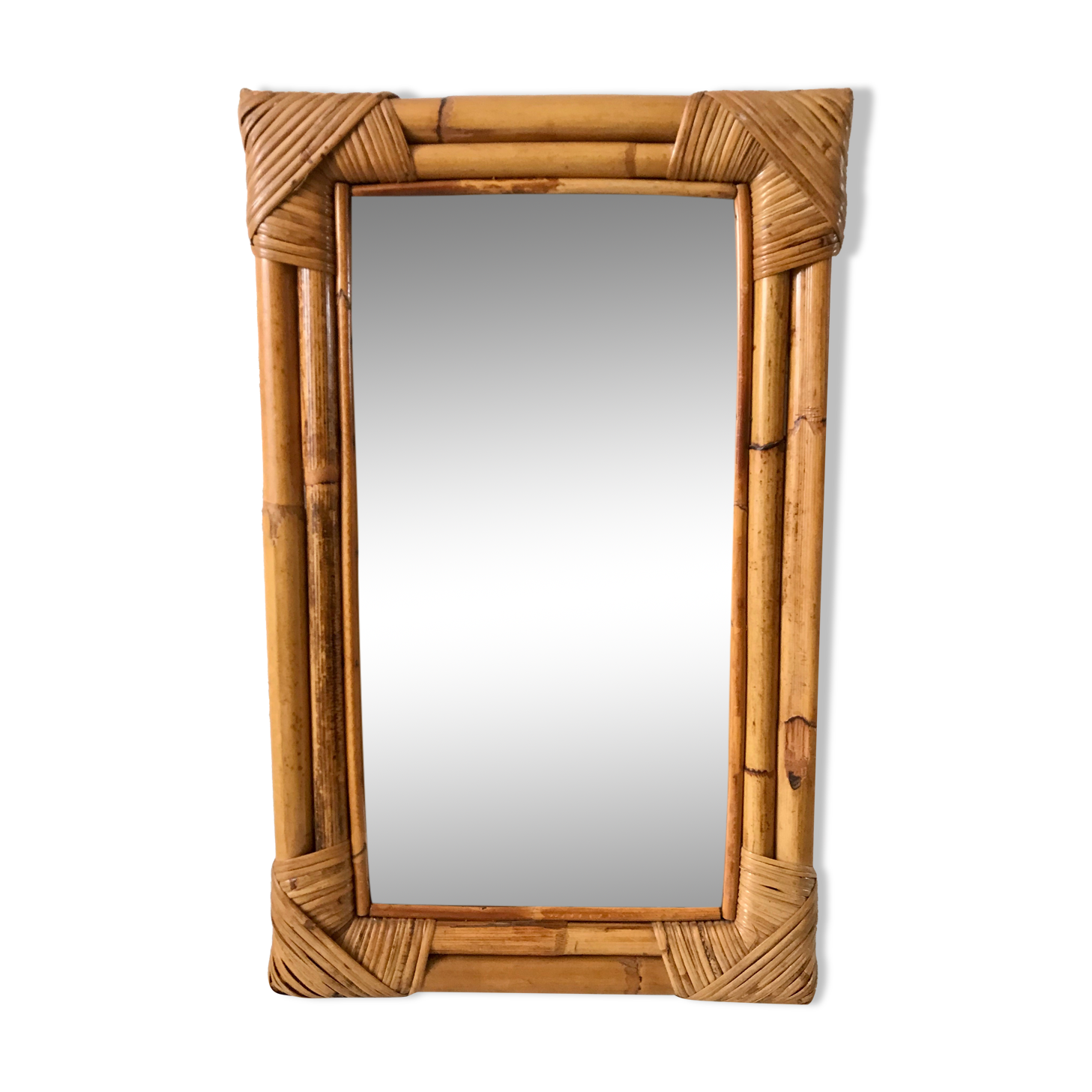 Rattan bamboo mirror 60s-70s
