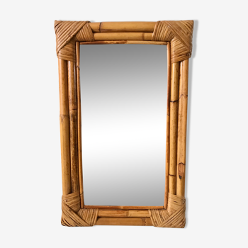 Rattan bamboo mirror 60s-70s