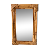 Miroir bambou en rotin années 60-70