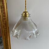 Vintage glass holophane pendant light