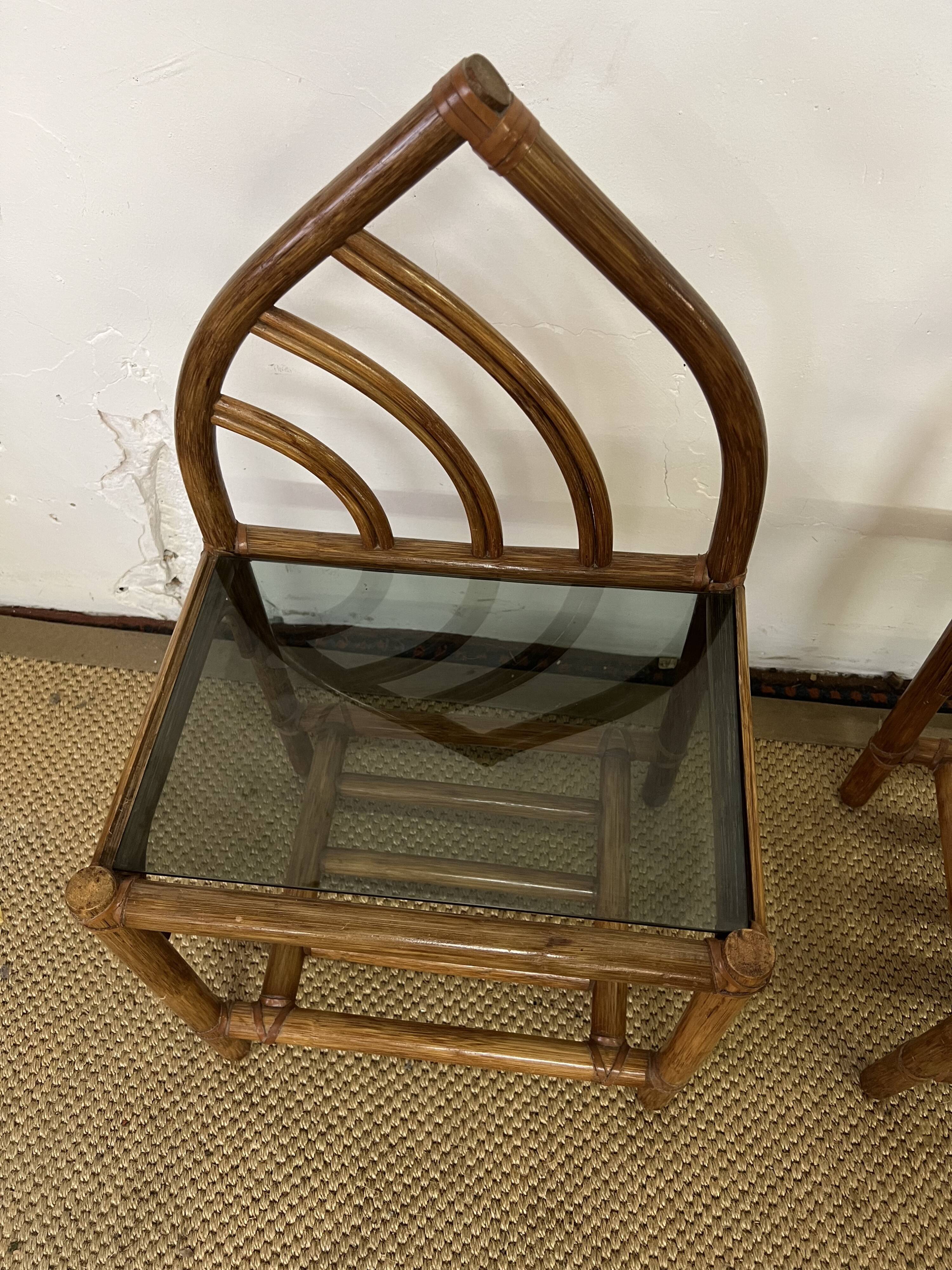 Pair of bamboo and rattan bedside tables