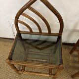 Pair of bamboo and rattan bedside tables