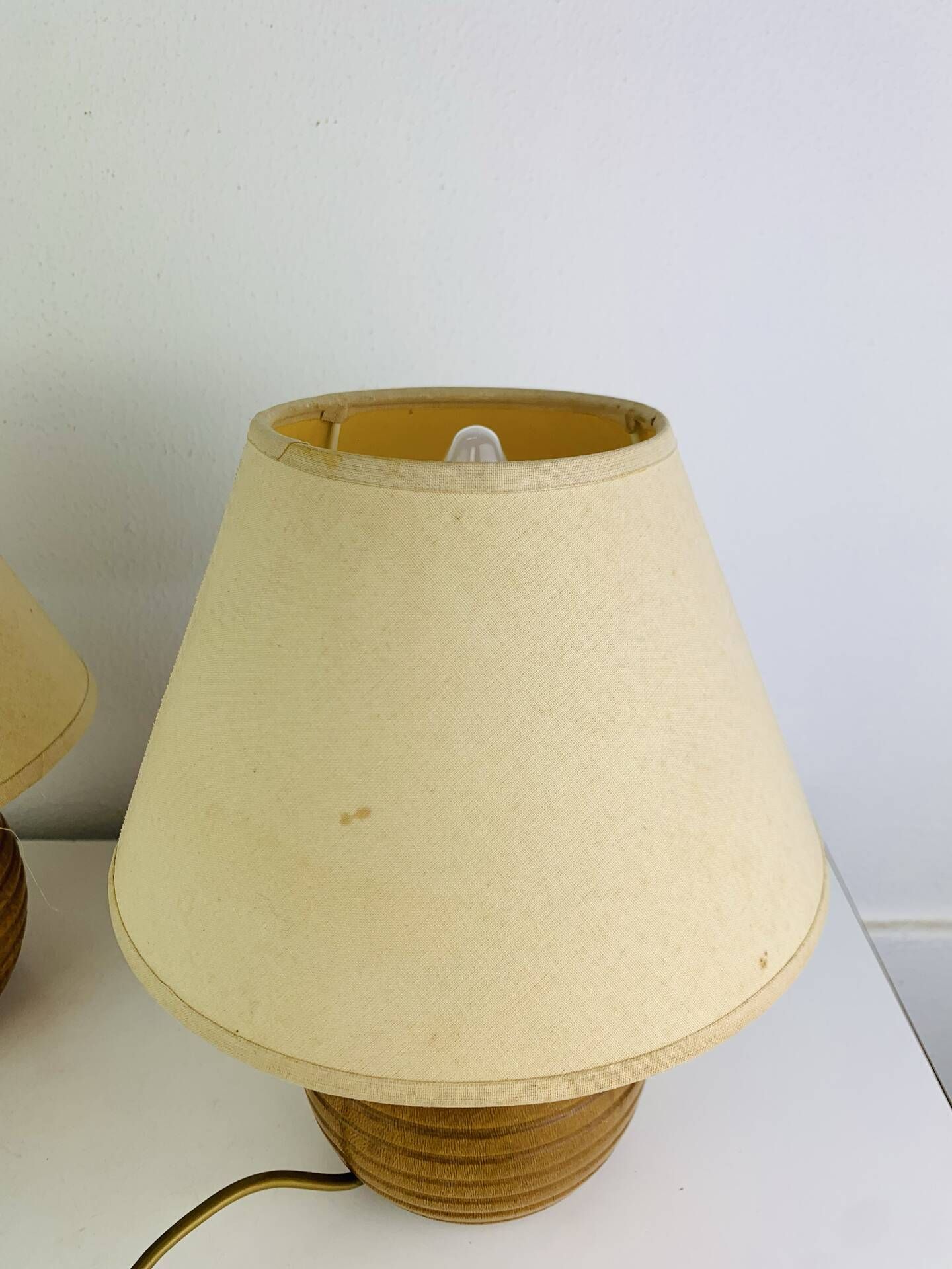 Paire de lampes boules en bois, années 80