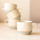 4 tasses à café - liseré bleu pale et marron - Japon