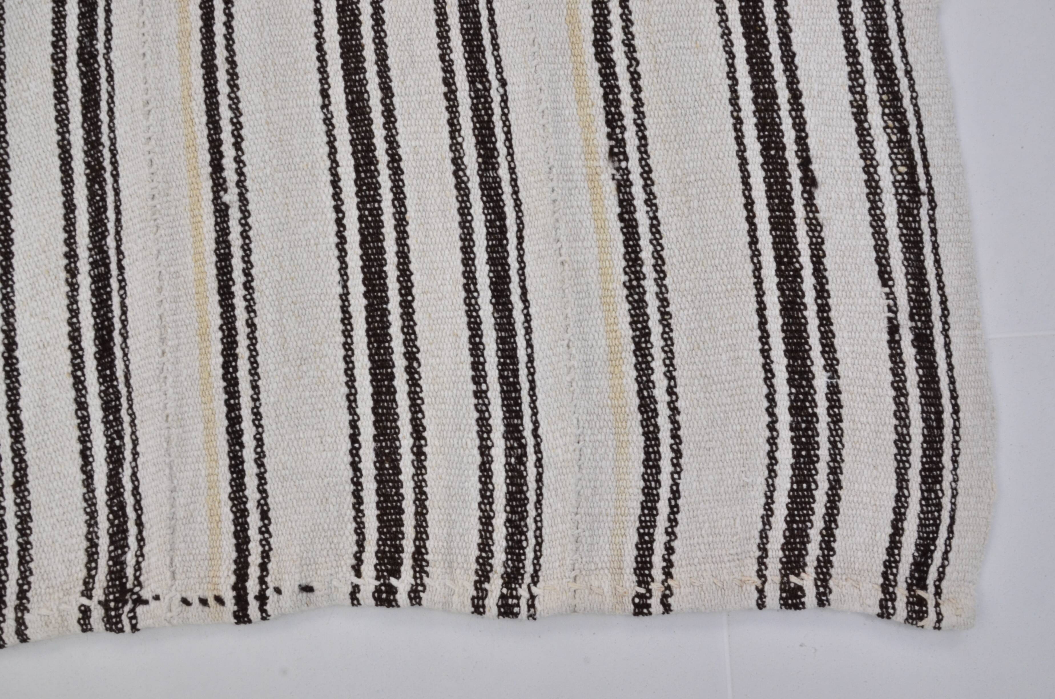 Turkish Handwoven Stripe Hemp Kilim sku 3654