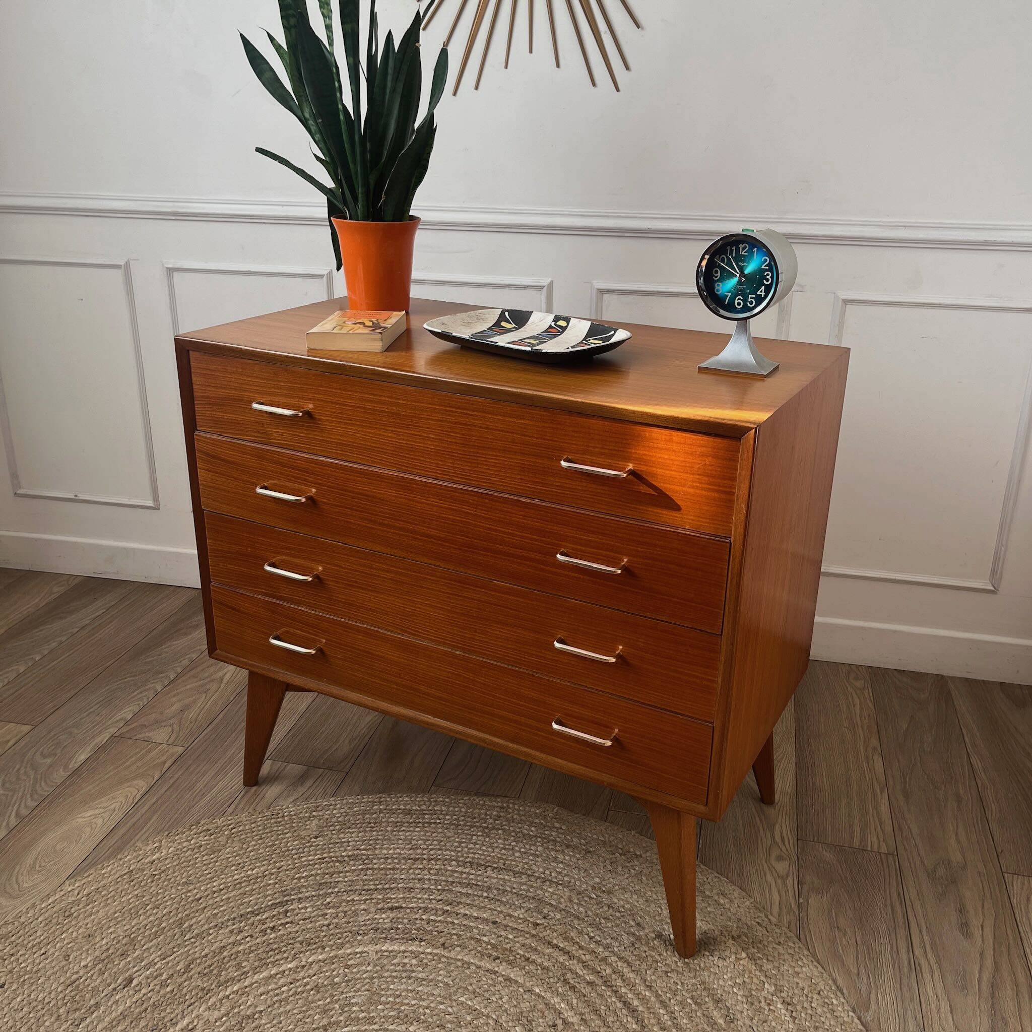 Vintage chest of drawers with compass feet
