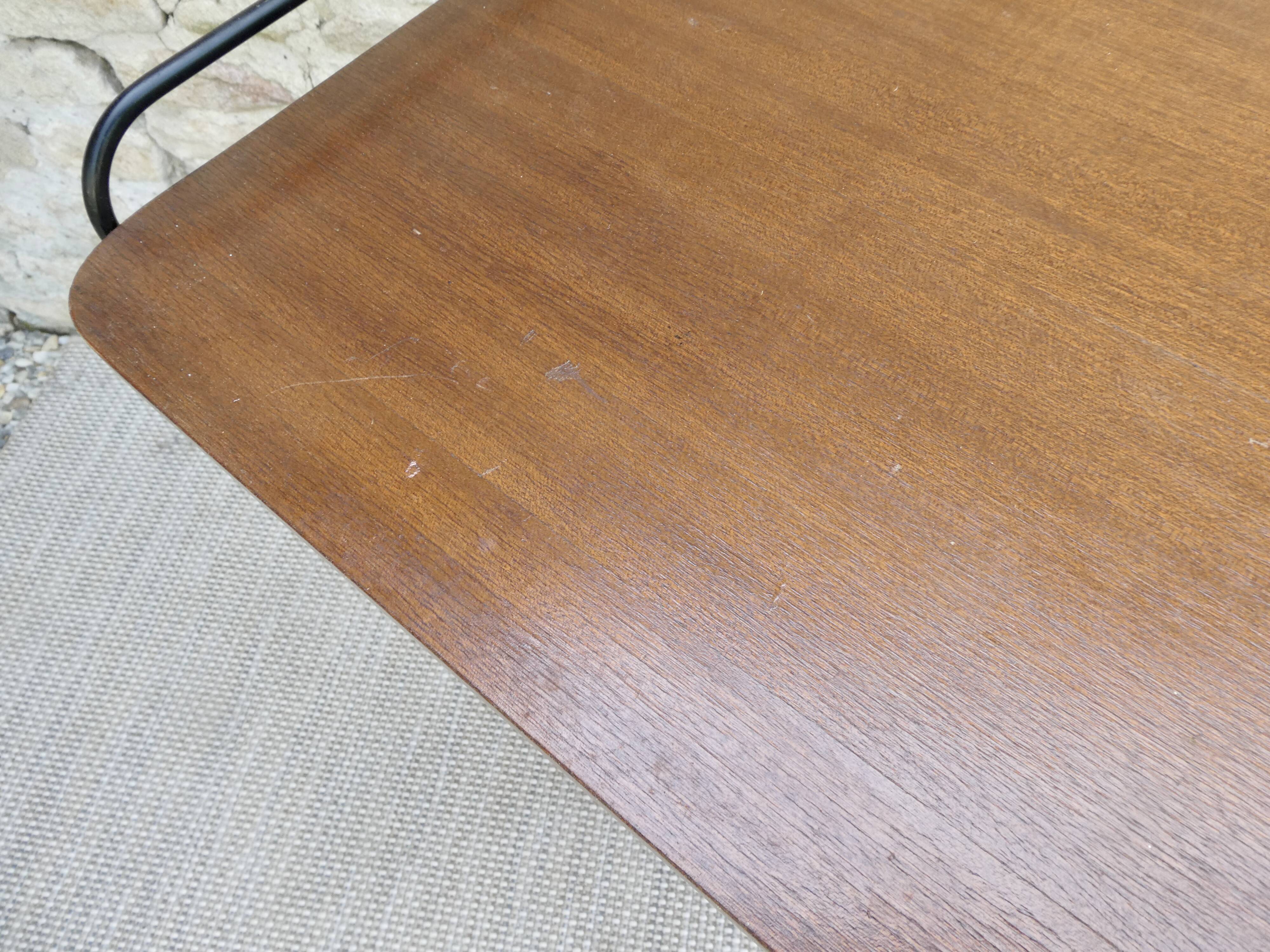 Pedestal table with metal magazine door, 60s-70s
