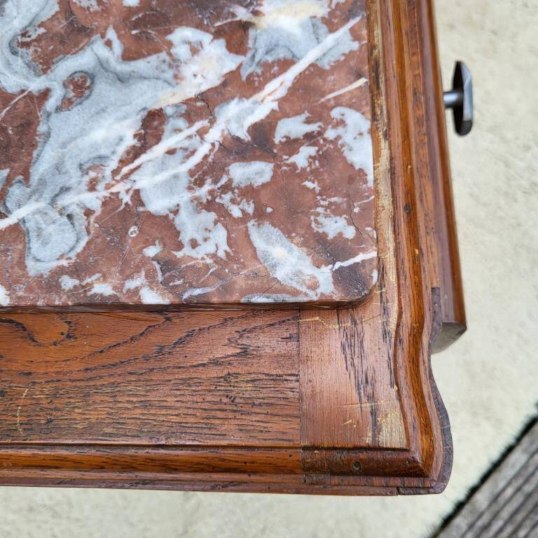 1930 Art Deco chest of drawers with recessed pink marble