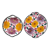 Two Schramberg Majolika painted flower dishes