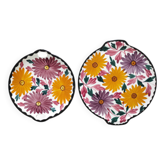 Two Schramberg Majolika painted flower dishes