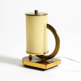 Rare and beautiful 1940s brass table lamp with opal glass shade