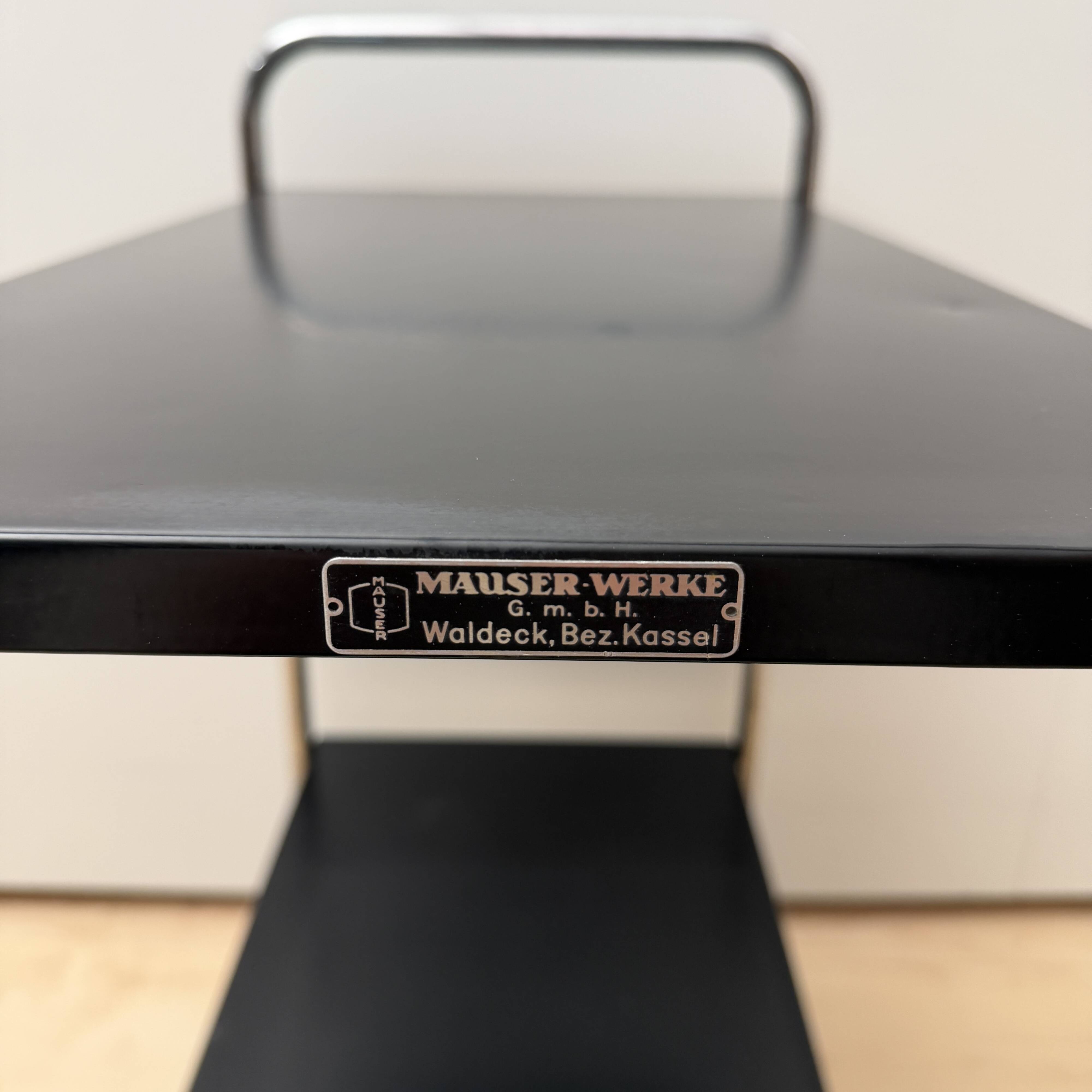 Steel tube side table in black & chrome by Mauser Werke, Germany, 1950