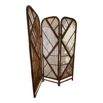 Vintage natural rattan room divider – bohemian chic style