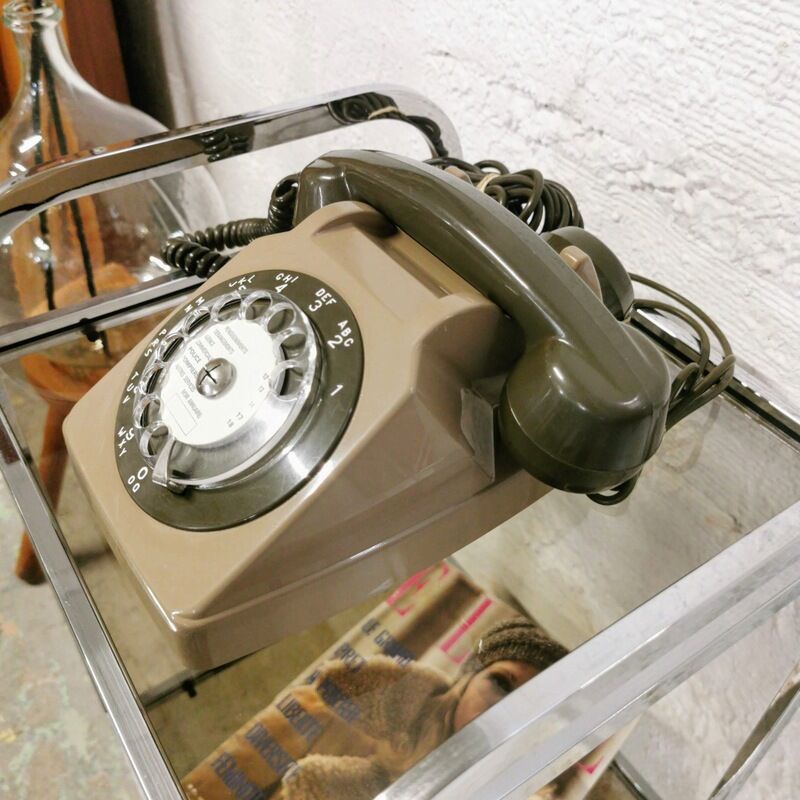 Brown dial phone