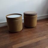 Vintage pouf in suede 70