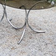 Dining table from the 70s top smoked glass base chrome