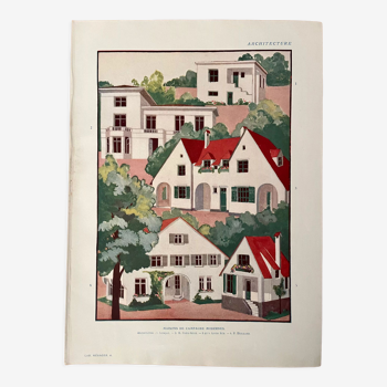 Planche illustrée sur l'architecture maison de campagne 1920