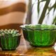 Ensemble de Trois Bols en Cristal Vert Milieu du Siècle, Italie, Années 1970