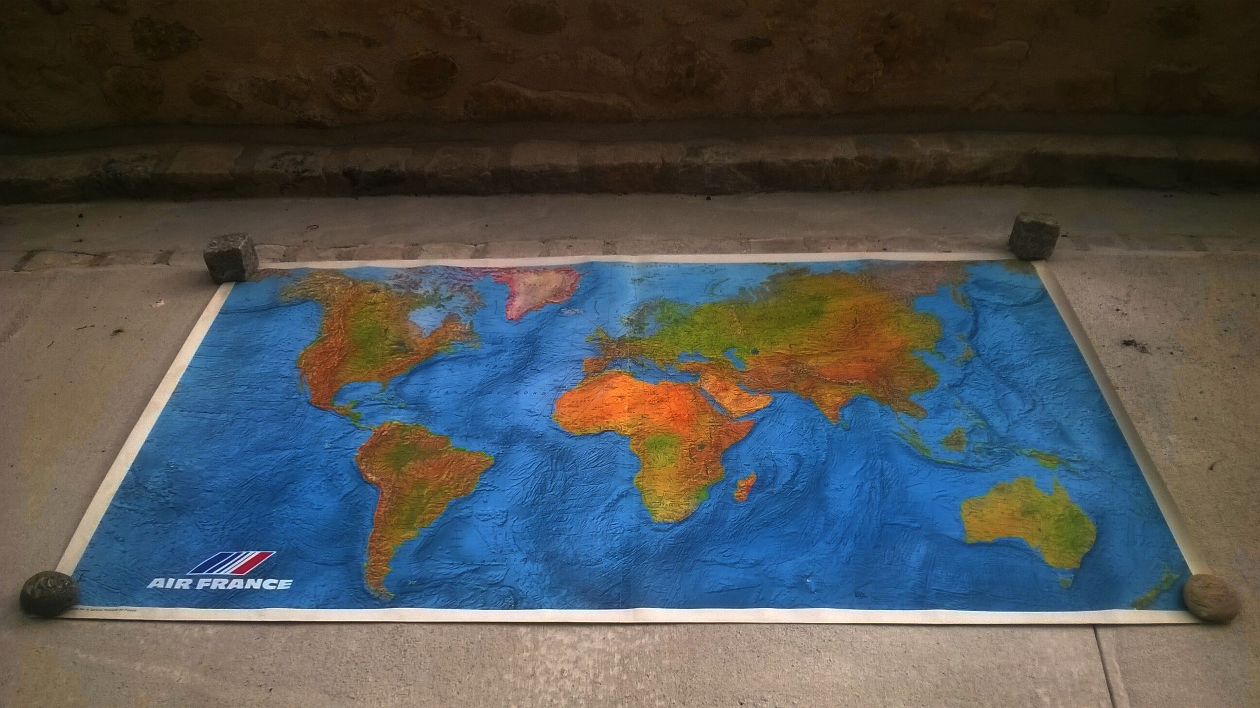 Planisphere Air France vintage 204 X 116,4 cm