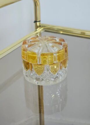 Amber and transparent crystal box Val Saint-Lambert Art Deco