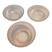 Set of 3 vintage Huilor GHB bowls – moulded glass