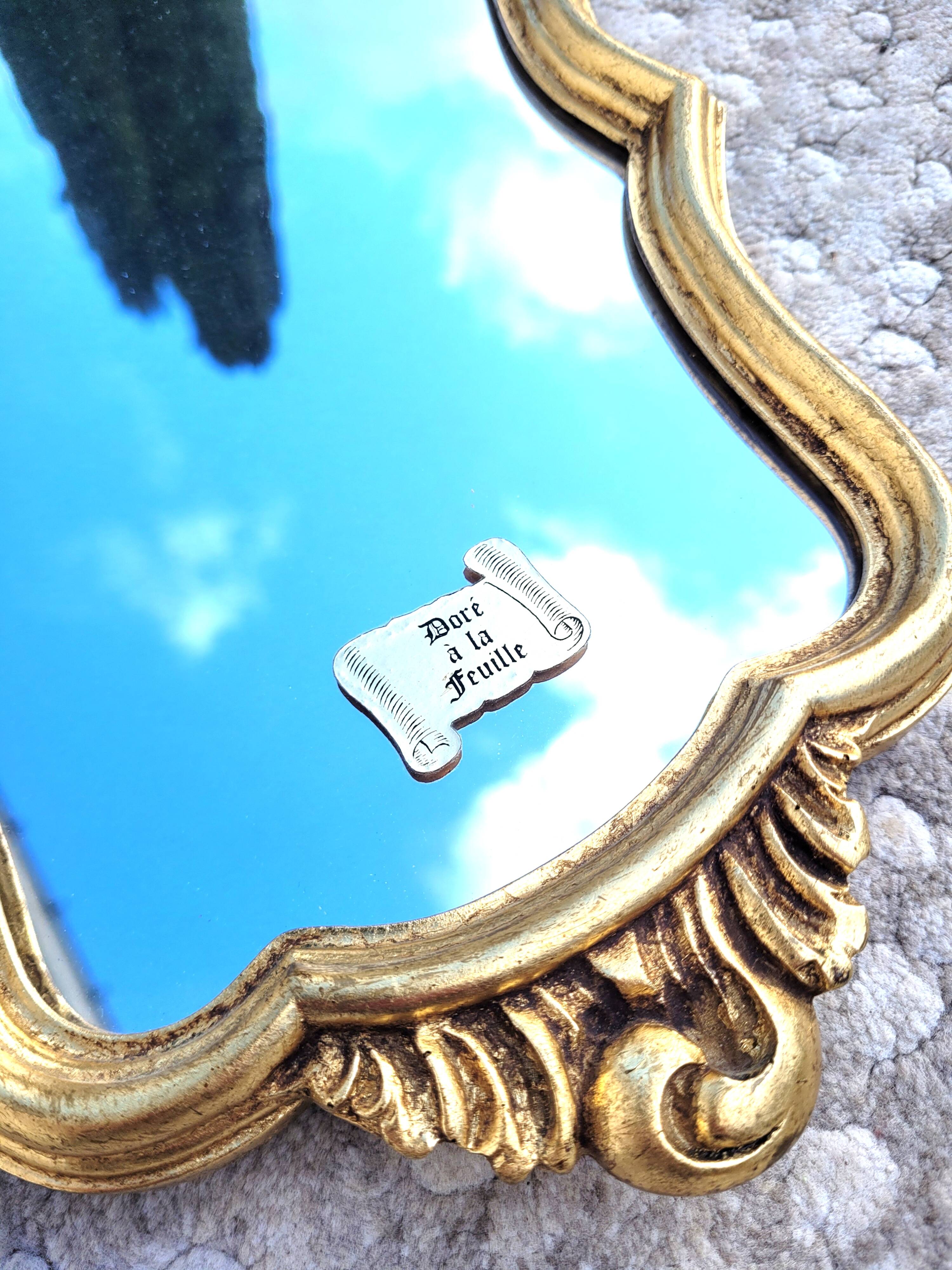 Small baroque gilded mirror 25x38cm Louis XVI style