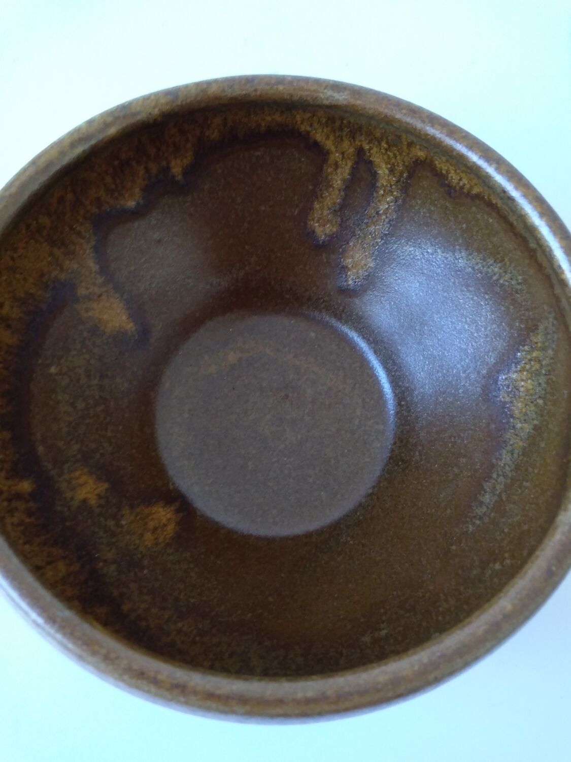 Brown Digoin stoneware bowl with handles