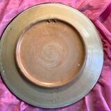 Moroccan craft dish round vintage glazed terracotta