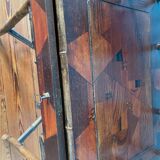 Old secretary in marquetry and bamboo
