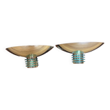 Paire d'appliques  de style art deco en laiton vers 1970