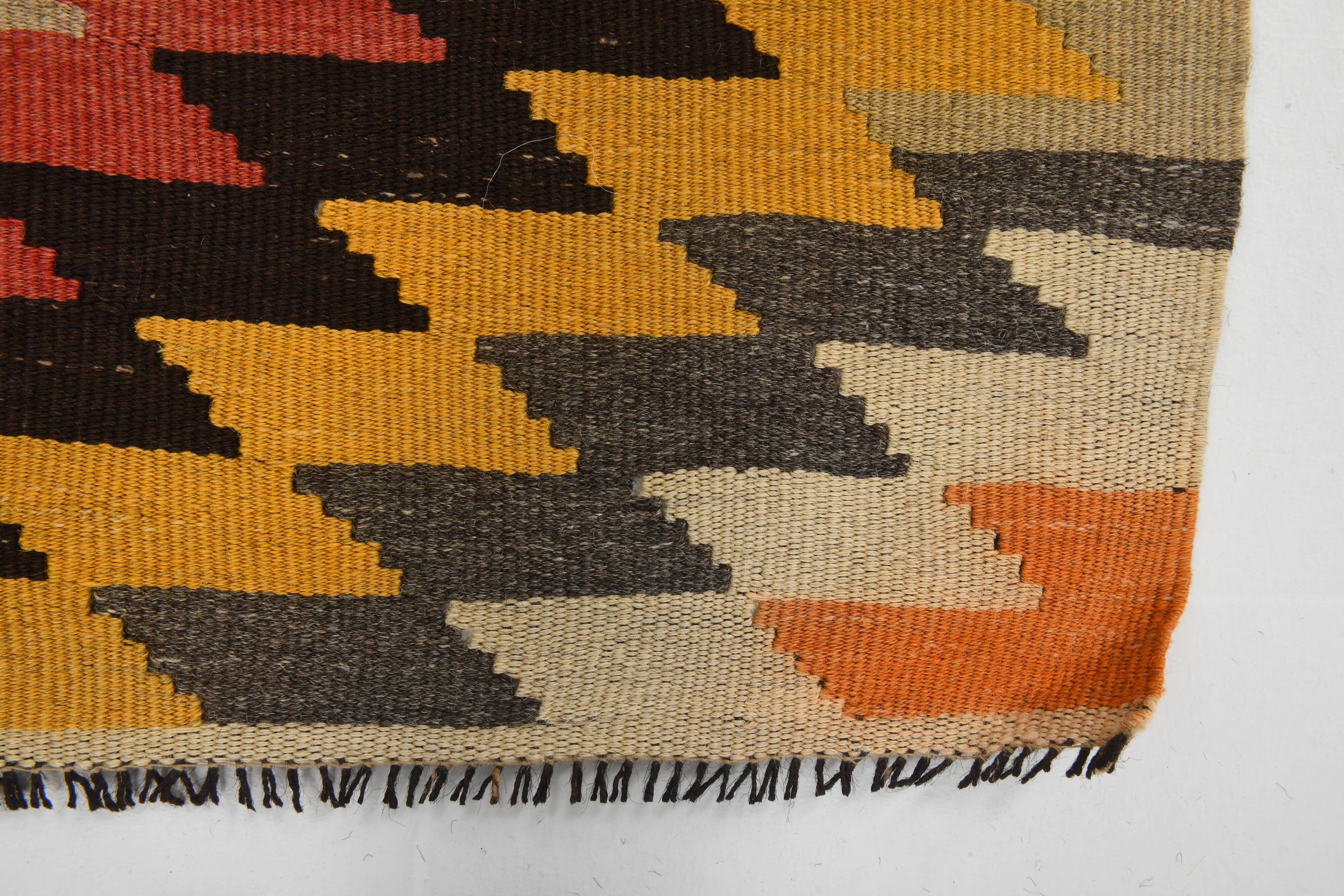 5x8 Orange & Brown Tribal Vintage Kilim Rug, 149x253Cm