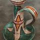 Hand candleholder in enamelled ceramic, polychrome paint, art deco, numbered