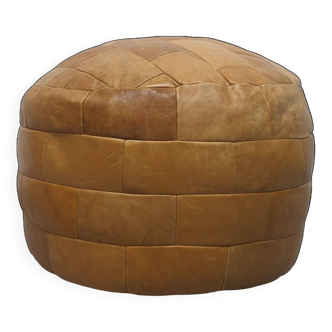 Vintage leather pouf