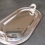 Silver metal tray, swan handles