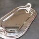 Silver metal tray, swan handles