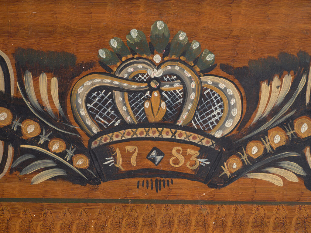 Swedish drop-leaf desk, antique – Scandinavian folk furniture – year 1783