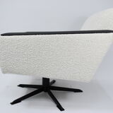 Fauteuil vintage Deutsche Democratic Republic DDR, années 1960, Bouclé blanc