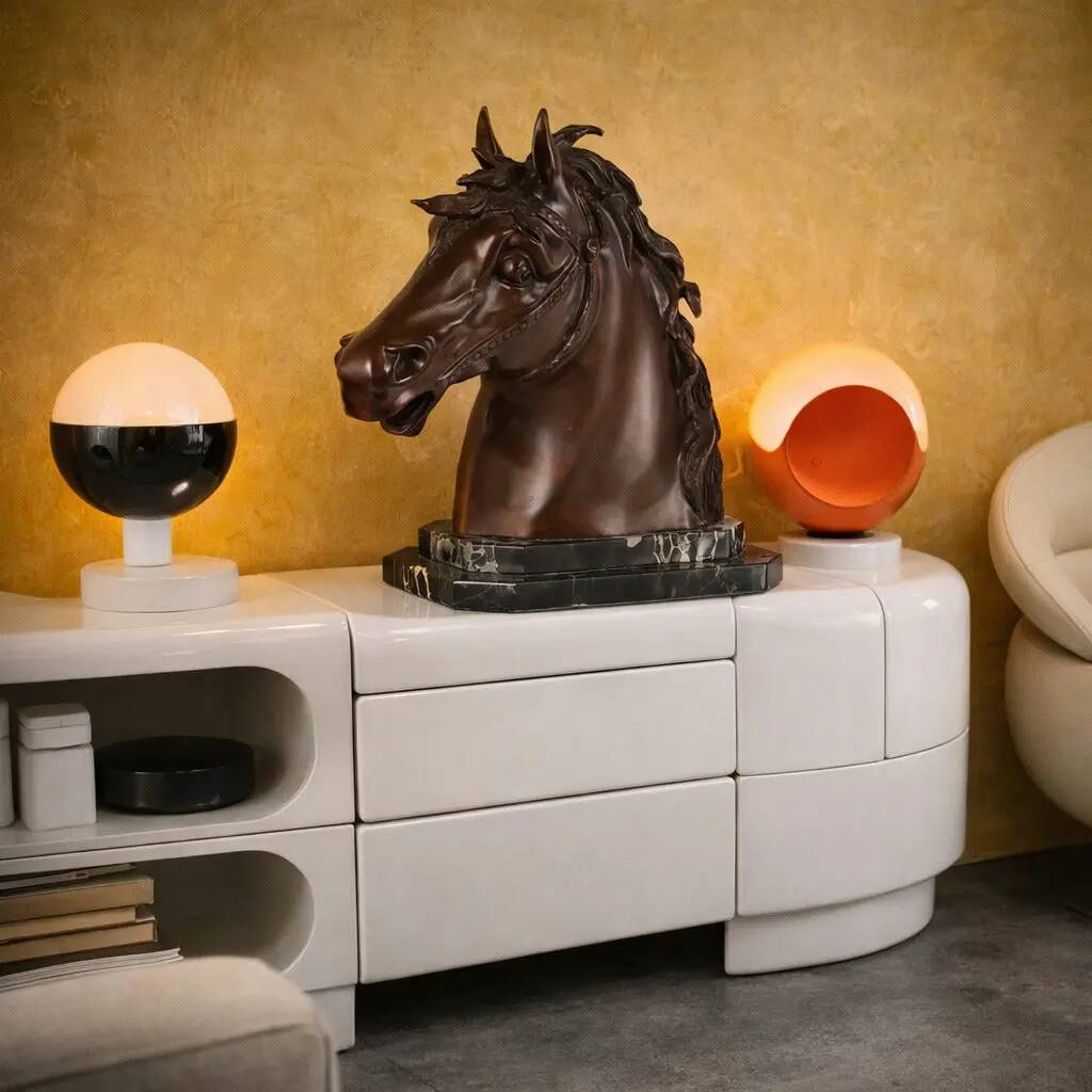 Modern bronze sculpture of a horse's head F.G. Ruocco Naples 20th century